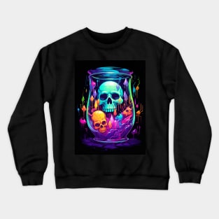 Glass full of glowy skulls Crewneck Sweatshirt